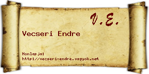 Vecseri Endre névjegykártya